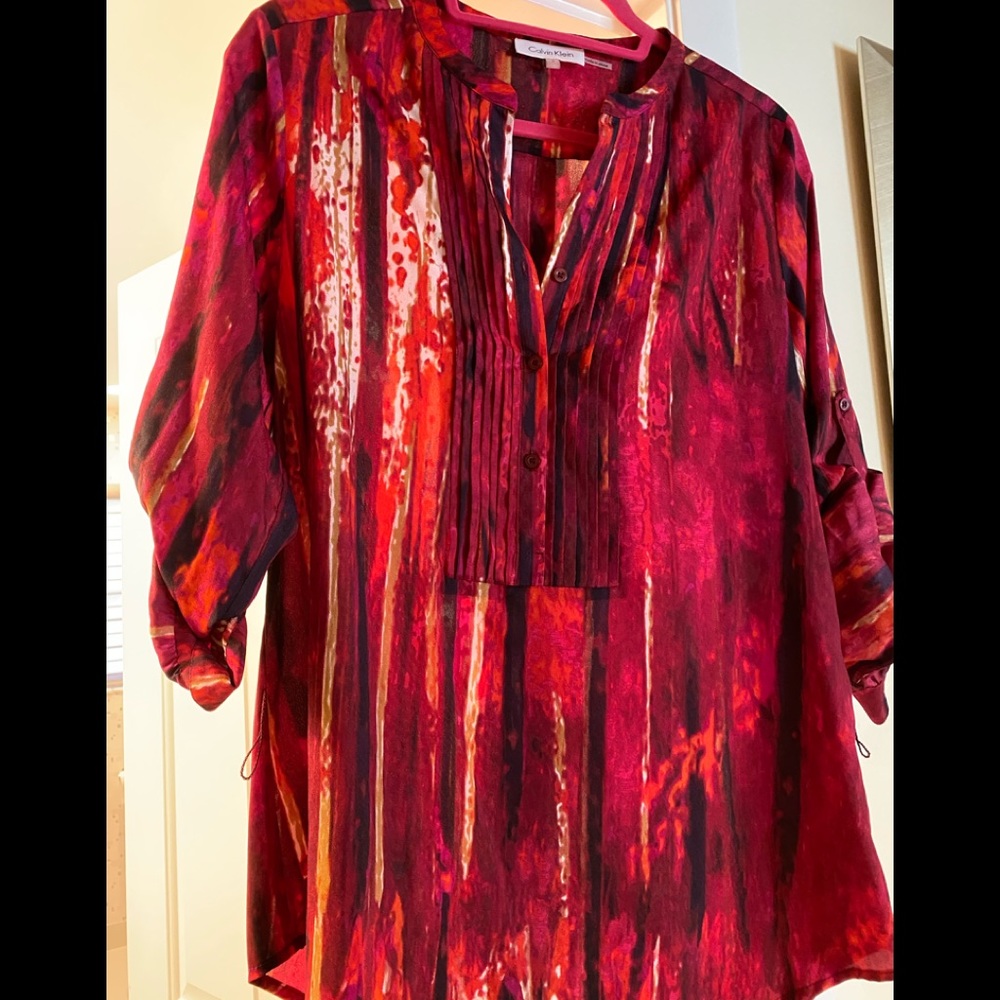 Orange maroon top Calvin Klein